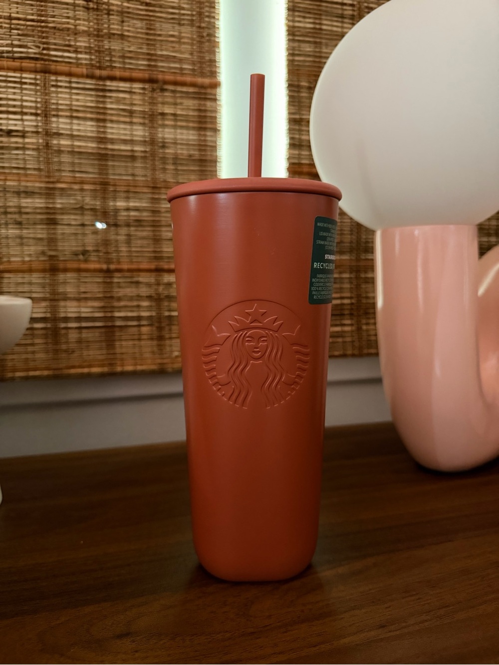 Starbucks Matte Terracotta Color Reusable Tumbler with Straw, Recycle Collection